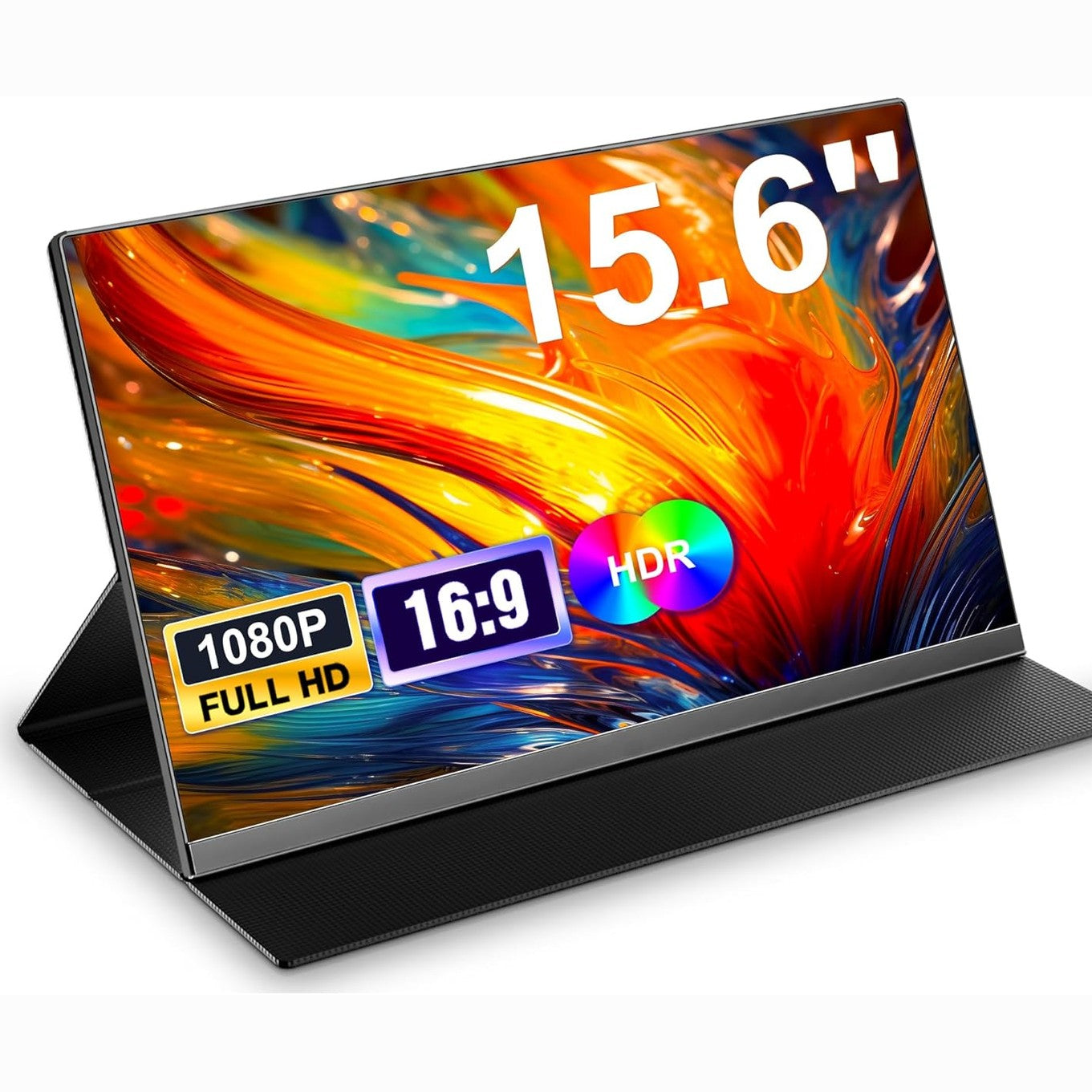273019 - Monitor portativ 15.6", 1080P FHD me kuti mbrojtëse, ekran portativ IPS me altoparlantë, lidhje USB-C dhe HDMI