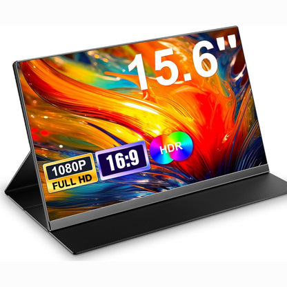273019 - Monitor portativ 15.6", 1080P FHD me kuti mbrojtëse, ekran portativ IPS me altoparlantë, lidhje USB-C dhe HDMI