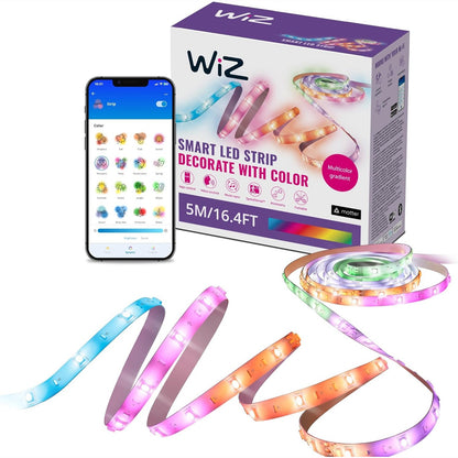 245744 - WiZ Shirit LED inteligjent, 5 metra, 16 milion ngjyra, Sensor lëvizjeje, Lidhje Wi-Fi, Kontroll zanor, Aplikacion, Alexa, Asistent Google