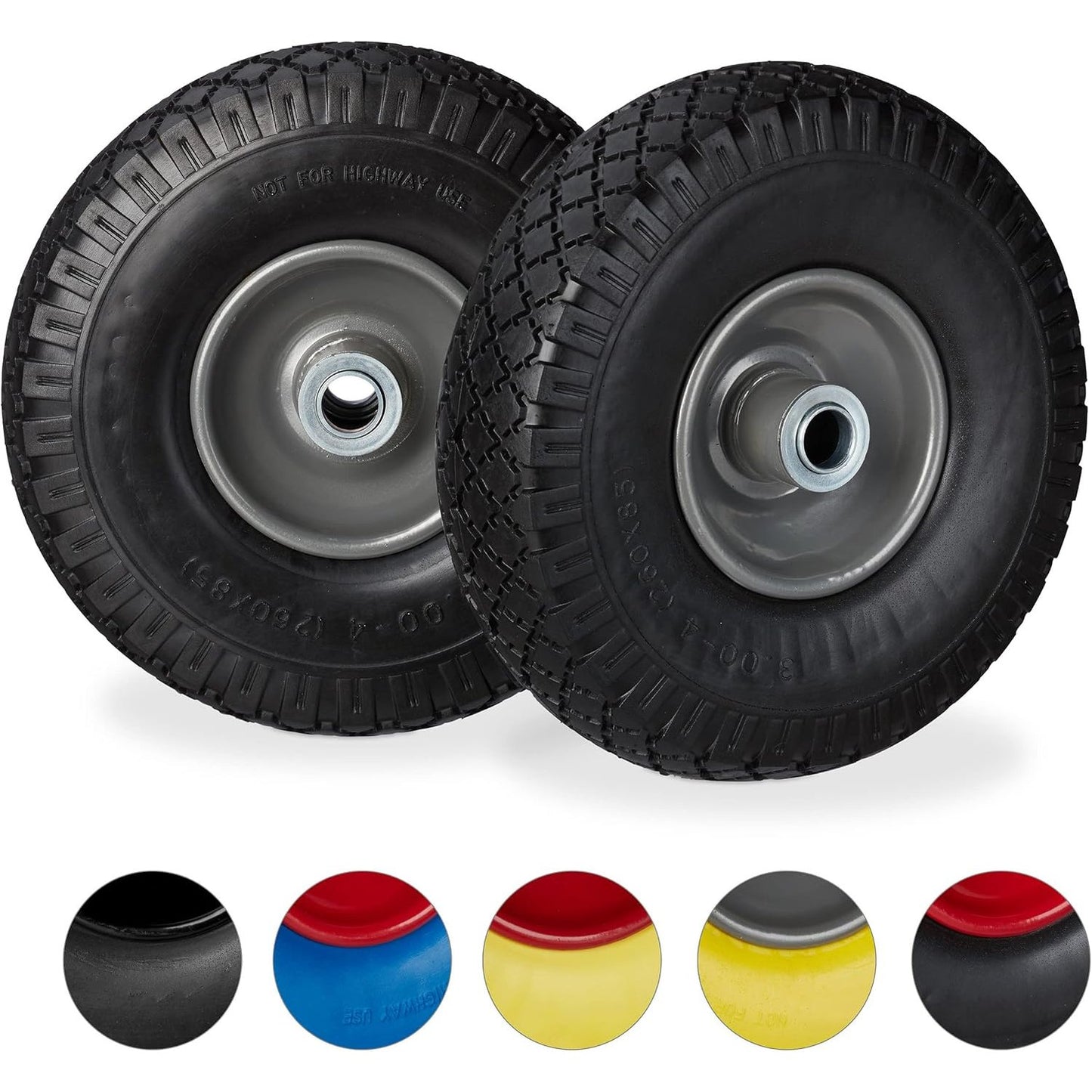 288798 - RELAXDAYS Rrota dore për kamion 2x 3.00-4, kapacitet ngarkese 100 kg, rrotë çeliku, bosht me diametër 20 mm, dimensione 260 x 85 mm, ngjyrë gri-e zezë