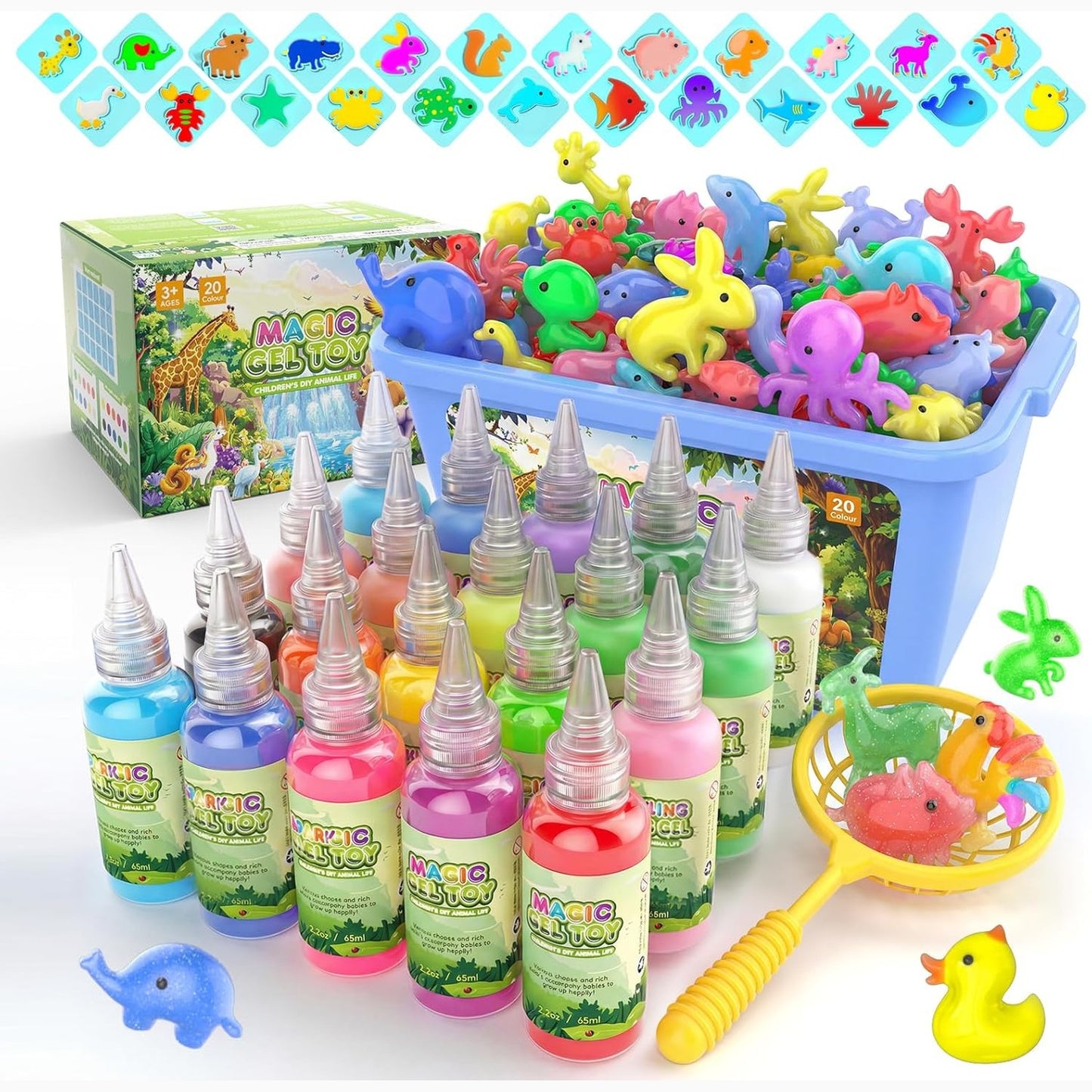 223479 - HOT BEE Elf Magjik Uji me 20 Ngjyra - Set 3D Aqua Gelz, Lodër Xheli me Temë Ferme për Fëmijë