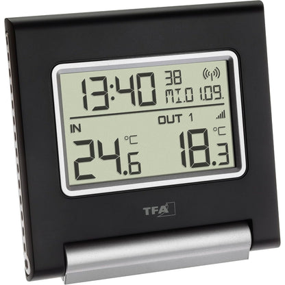 288738 - TFA DOSTMANN Termometër pa tel Spot 30.3030, Gjatësi 109 mm x Gjerësi 20 mm x Lartësi 104 mm, temperaturë e jashtme dhe e brendshme, e zezë