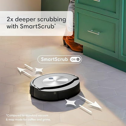 118008 - iROBOT Roomba Combo j7, Fshesë dhe Larës Robot për Dysheme, me Hartëzim Inteligjent, Wi-Fi, Zbulim Pengesash, 2 Furça Gome për Shumë Sipërfaqe, e Programueshme me Aplikacion dhe Asistent Zanor