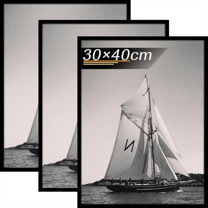 294473 - Korniza fotografish Tinkeps, 3 copë, 30x40 cm, e zezë, prej druri kompozit, ideale për foto, piktura, postera