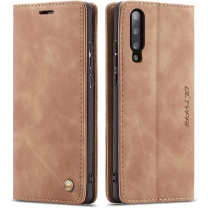 320481 - QLTYPRI Mbrojtëse për Samsung Galaxy A50, Portofol me Vende për Karta, Lëkure PU Vintage, Ngjyrë Kafe