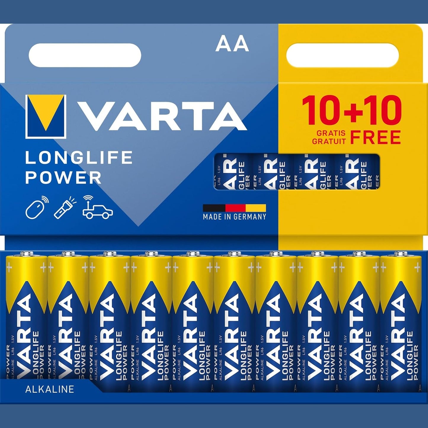 274182 - VARTA Bateri AA, 20 copë (10+10), Longlife Power, alkaline Mignon LR6 me 1.5 V, për pajisje me konsum të lartë energjie