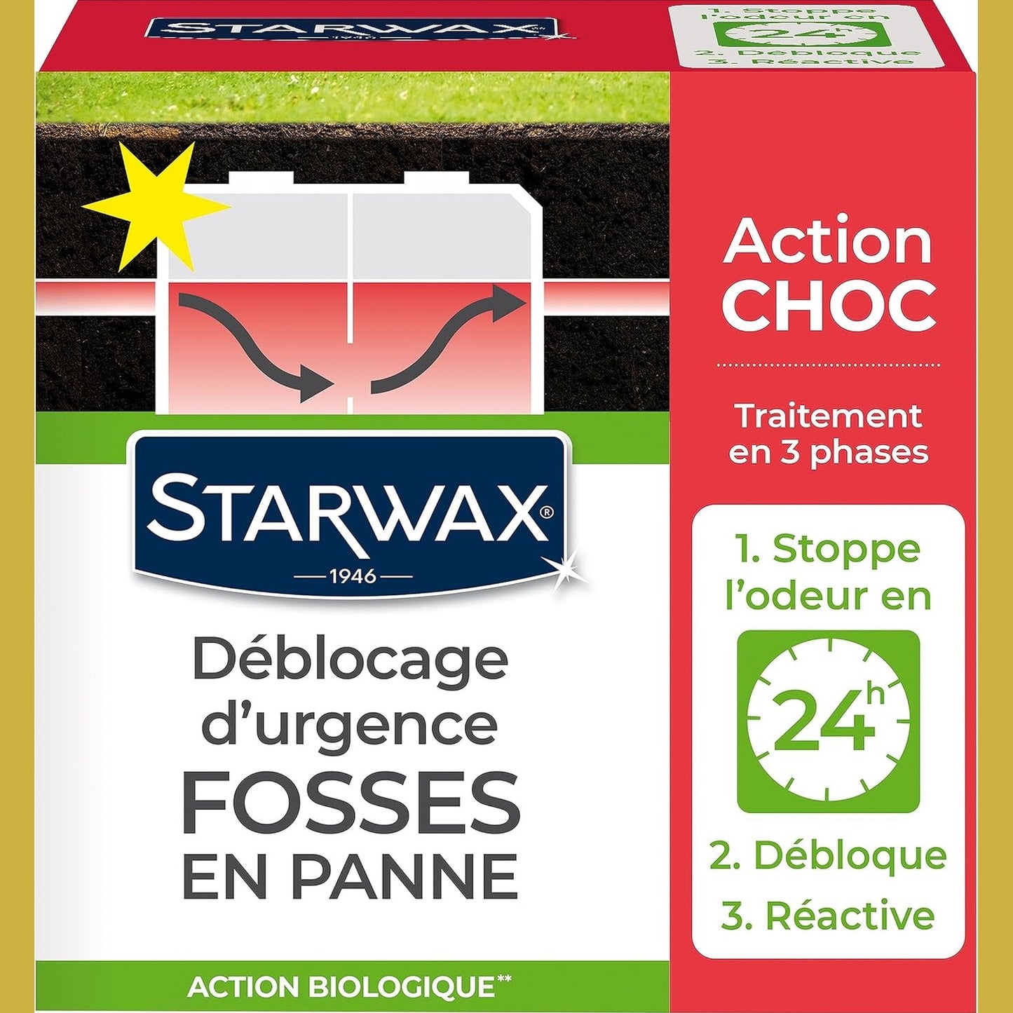 275404 - STARWAX Tretësira e Zhbllokimit të Gropave Septike, 600g, zhbllokon rezervuarët e bllokuar, ndalon aromat brenda 24 orëve, rikthen aktivitetin biologjik për 1 muaj