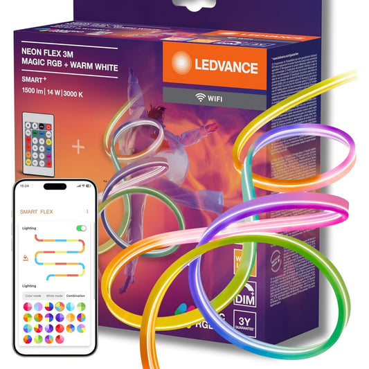 217146 - LEDVANCE SMART WIFI NEON FLEX MGC RGB TW RC 3m, Të Errësueshëm, Silikon, për Përdorim të Jashtëm