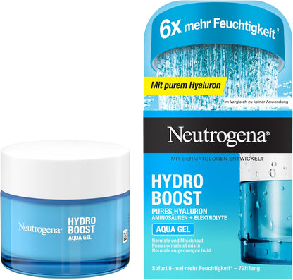 318606 - NEUTROGENA Hydro Boost Aqua Gel - Krem hidratues për fytyrën - 50 ml - Me acid hialuronik, aminoacide dhe elektrolite - Hidratues me thithje të shpejtë për lëkurë normale dhe të kombinuar