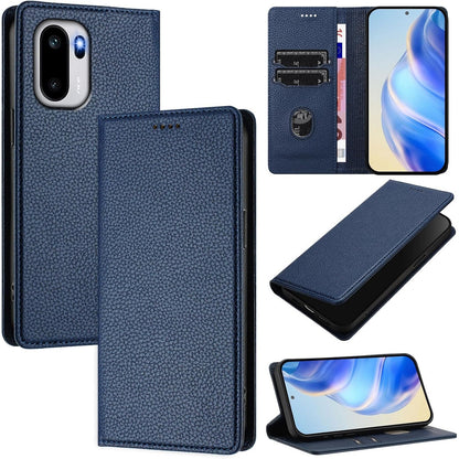310476 - XINYEXIN Mbrojtëse lëkure për OnePlus 15R, Mbrojtëse prej lëkure PU me hapje dhe vend për kartë, Mbështetëse, Mbyllje magnetike, Mbrojtëse telefoni Folio - Blu e errët