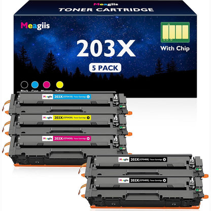 319744 - MEAGIIS 203X Toner i pajtueshëm për HP 203X 203A CF540A CF540X, 2 të zeza, 1 cian, 1 magenta, 1 e verdhë, për HP Color LaserJet Pro MFP M254dw M254nw M254dn M281fdn M281cdw M281fdw M280nw