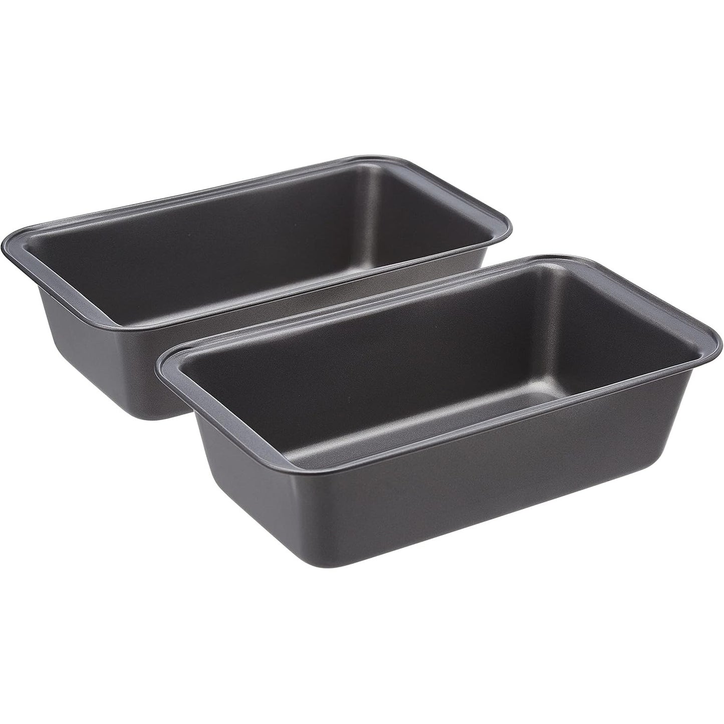 223592 - AMAZON BASICS Tavë drejtkëndëshe për pjekje buke, pako me 2 enë, jo ngjitëse, çelik karboni, gri, 27x15x7 cm
