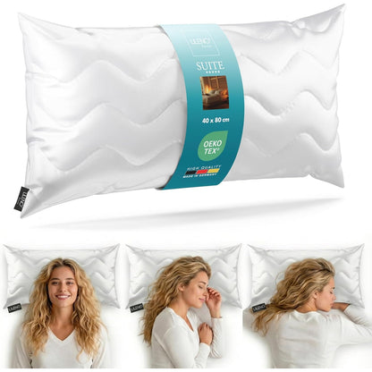 257770 - LILENO HOME Set jastëkësh me 1 copë 40x80 cm - Jastëkë hoteli me 3 dhoma të larë deri në 95°C - jastëk shtrati për ata që vuajnë nga alergjitë - Prodhuar në Gjermani