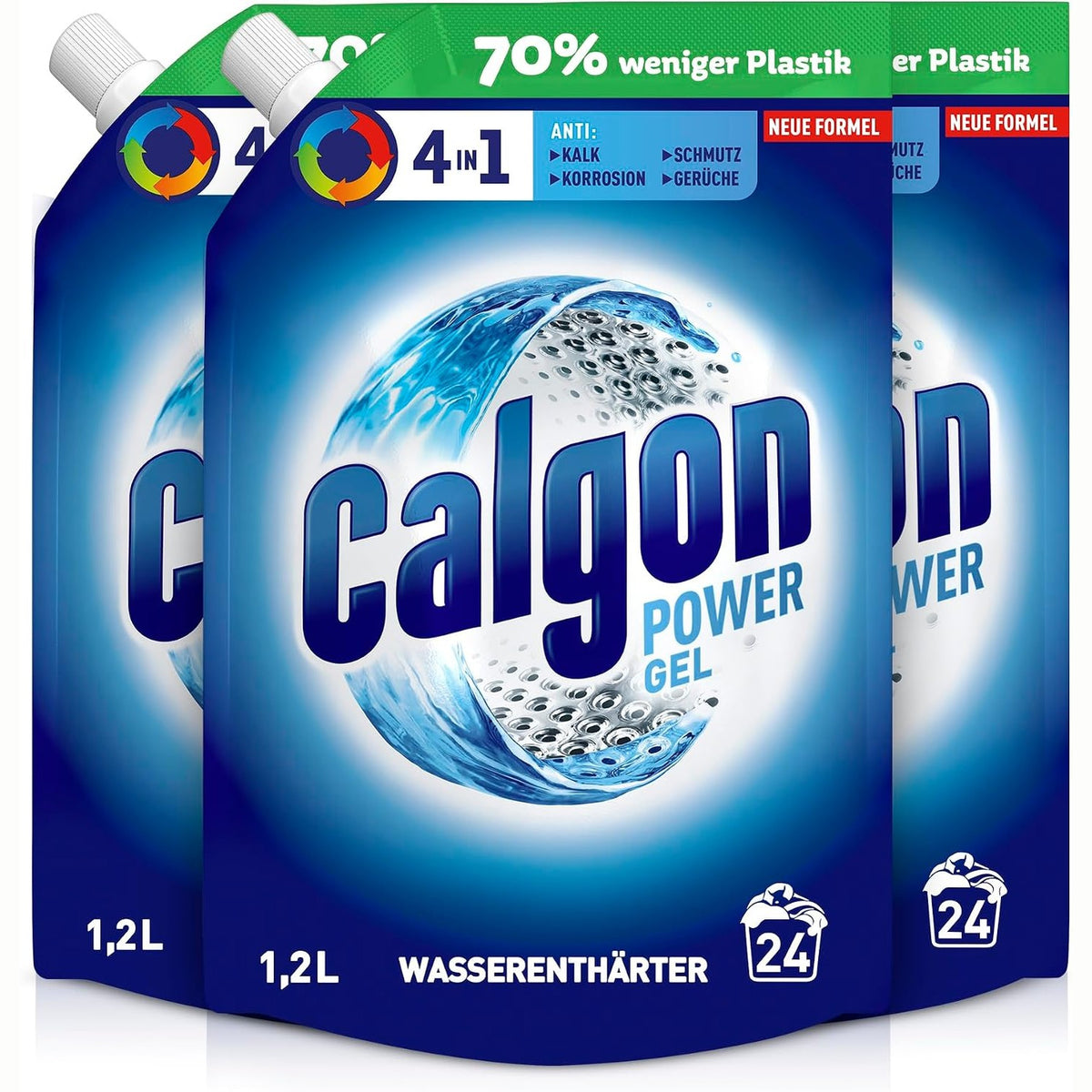 303438 - CALGON 4-në-1 Power Gel, Zbutës uji për lavatriçe, 3 x 1.2 l