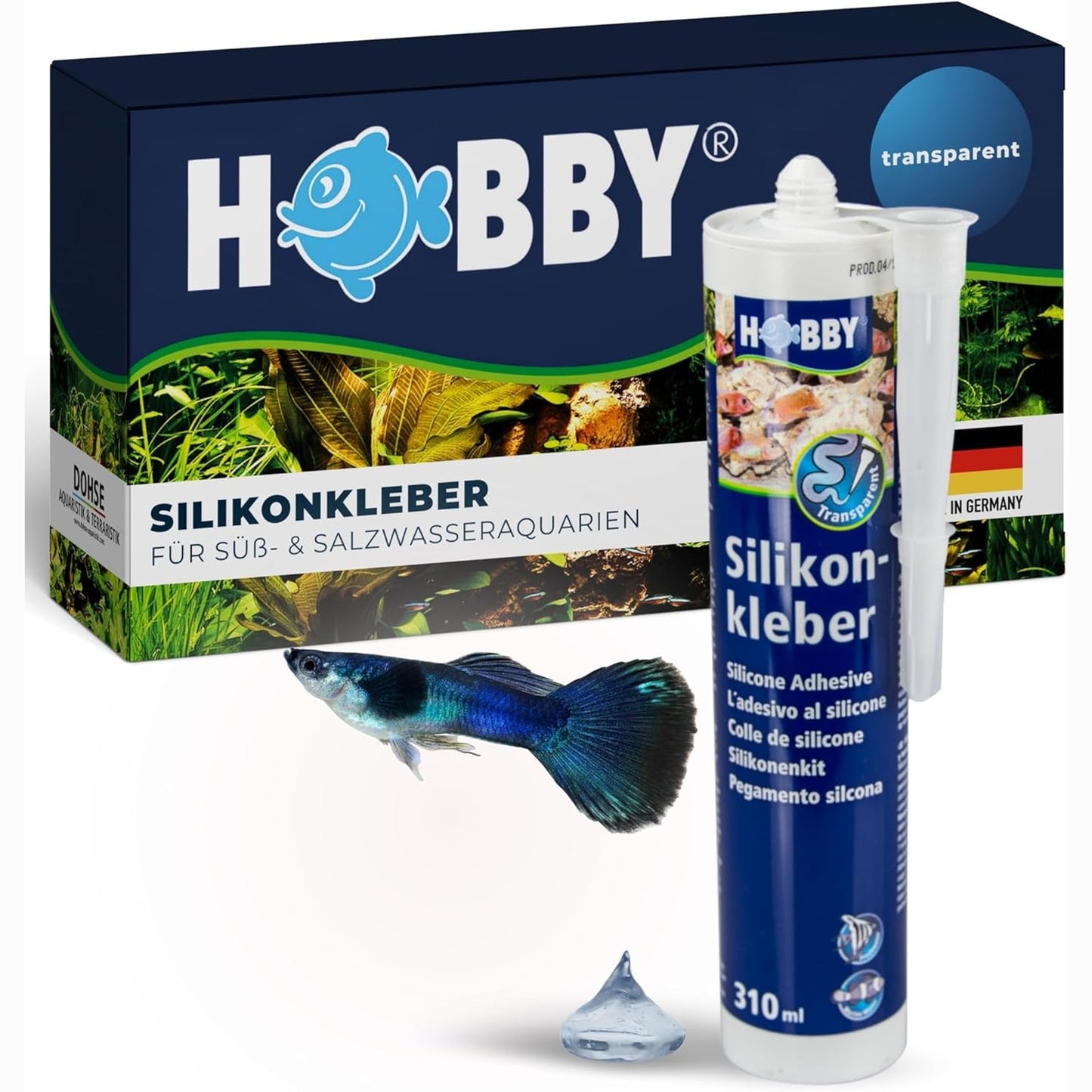 253511 - HOBBY Ngjitës Silikoni Aquaristics - Fishek 310 ml - Silikon Shumë Elastik për Akuariume - Rezistent ndaj Plakjes dhe Motit - Transparent
