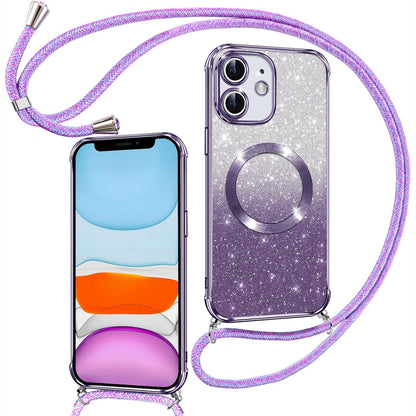 295377 - PHOONA - Mbrojtëse Telefoni me Rrip për iPhone 11 [e pajtueshme me MagSafe], Mbrojtëse Luksoze Magnetike me Veshje me Shkëlqim për iPhone 11, Mbrojtëse Silikoni TPU kundër Goditjeve, Vjollcë