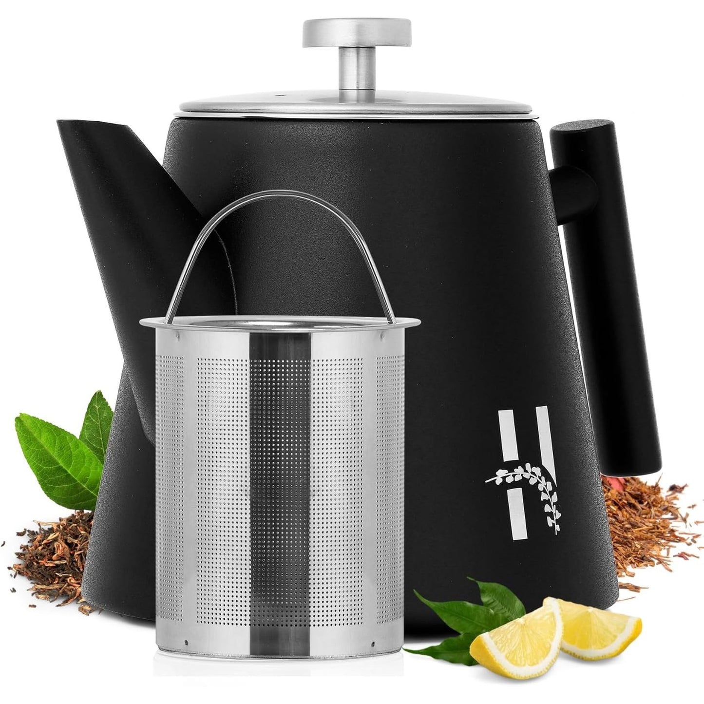 214665 - HANAMURA Çajnik i izoluar me infuzor - çelik inox me dy mure, 1L - i zi modern