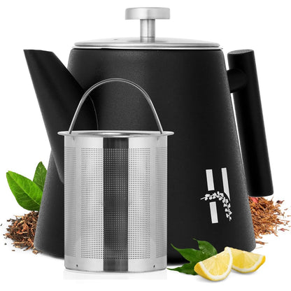 214665 - HANAMURA Çajnik i izoluar me infuzor - çelik inox me dy mure, 1L - i zi modern