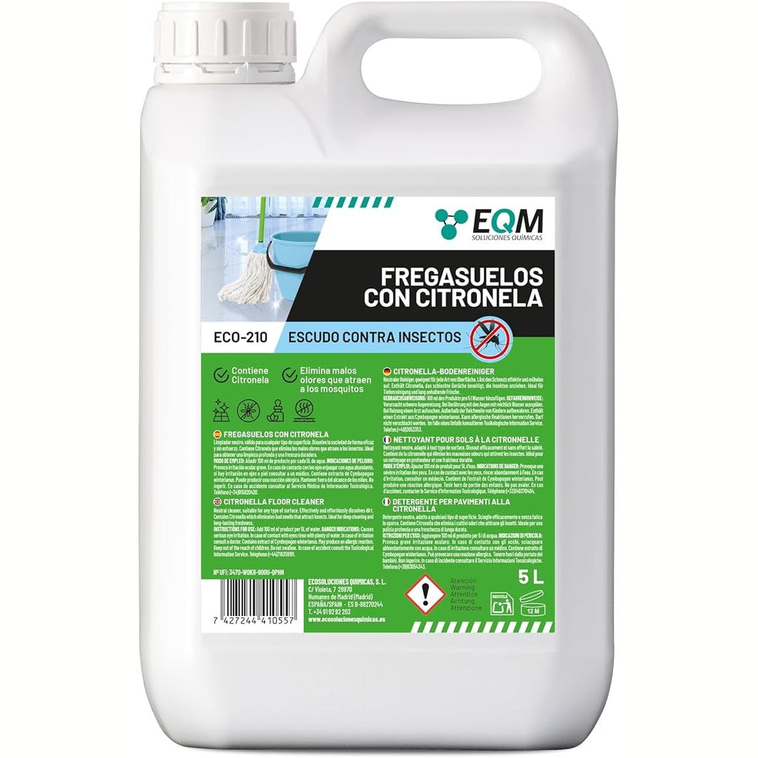 336768 - EQM ECO-210 Pastrues dyshemesh me citronelë 5L, Repelent natyral, Pastron dhe dezinfekton