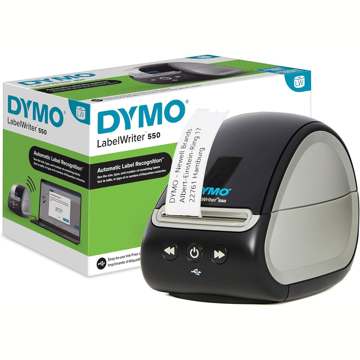 295492 - DYMO Printer Etiketash LabelWriter 550, Printer Etiketash Termik Direkt, Zbulim Automatik i Etiketave, Printon Etiketa Adresash, Etiketa Transporti, Etiketa Barkodi, Prizë EU
