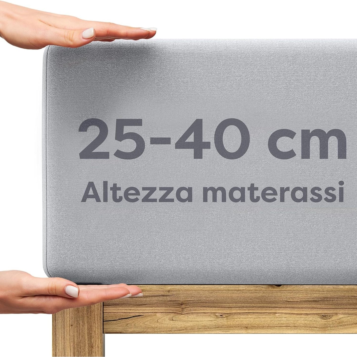 213960 - WOLKENFELD Çarçaf i montuar 180x200cm – 200x220cm – Pambuk Jersey Premium me 5% Lycra – Çarçaf pa rrudha për dyshekë të lartë deri në 40 cm – I ajrosur dhe i çertifikuar Oeko-TEX – Gri e çelët