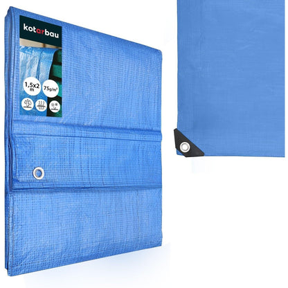 294569 - KOTARBAU Tenda, 75 g/m², Mbuluese, 1.5 x 2 m, E Fortë dhe e Trashë, Universale, E papërshkueshme nga uji, Blu