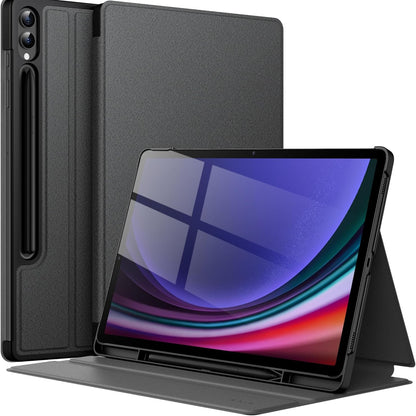 296158 - JETech Mbështjellëse për Samsung Galaxy Tab S10 Plus/Tab S9 Plus 12.4 inç me mbajtëse S Pen, Mbështjellëse mbrojtëse për tablet me mbështetëse të hollë Folio, Shikim në shumë kënde (e zezë grafiti)