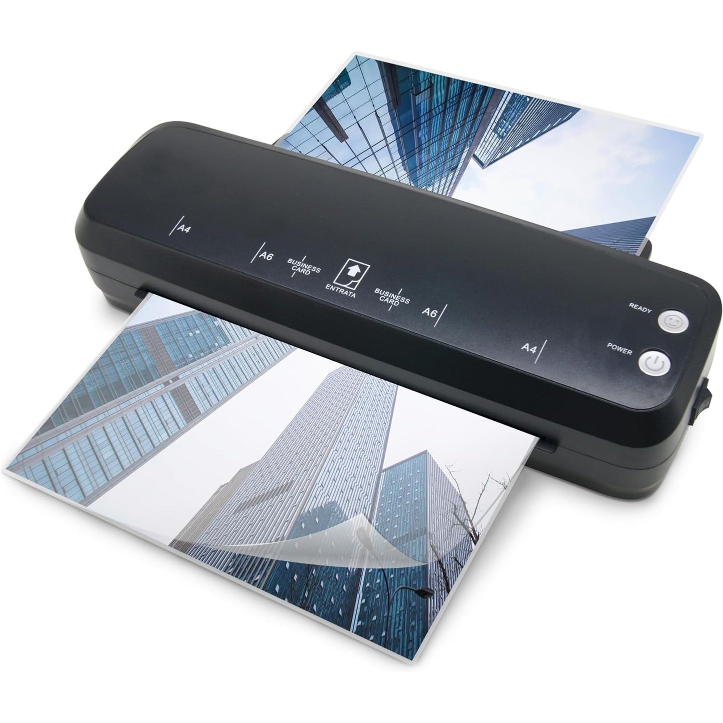 276640 - Laminator A4 250 mikronësh - Laminim i nxehtë dhe i ftohtë, Shpejtësi 25 cm/min, i pajtueshëm me qese dhe karta A4/A5/A6, Levë kundër bllokimit