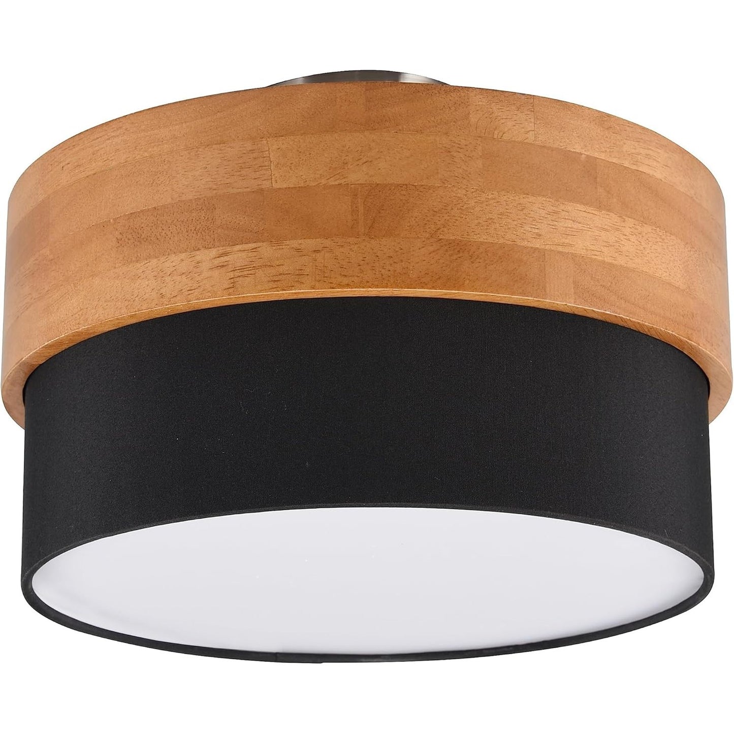 221228 - TRIO LIGHTING Ndriçues tavani Seasons 611500202, dru natyral, hije prej pëlhure të zezë, pa 2 llamba E14