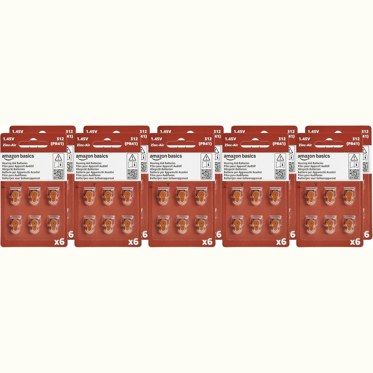 320404 - Amazon Basics Bateri për aparate dëgjimi Madhësia 312 Bateri zink-ajër 1.45V Karton kafe Jetëgjatësi 4-vjeçare 60 copë Paketim rezistent ndaj fëmijëve