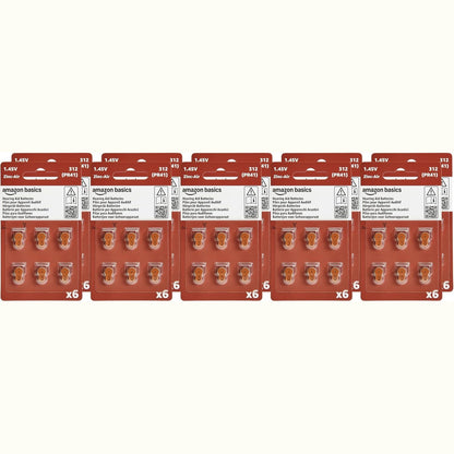 320404 - Amazon Basics Bateri për aparate dëgjimi Madhësia 312 Bateri zink-ajër 1.45V Karton kafe Jetëgjatësi 4-vjeçare 60 copë Paketim rezistent ndaj fëmijëve