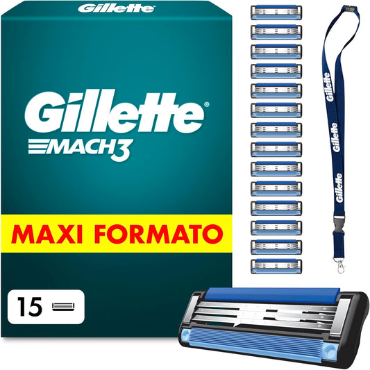 311181 - GILLETTE Brisqe rroje Mach 3, 15 fishekë për brisk për mjekër për meshkuj, shumëngjyrësh