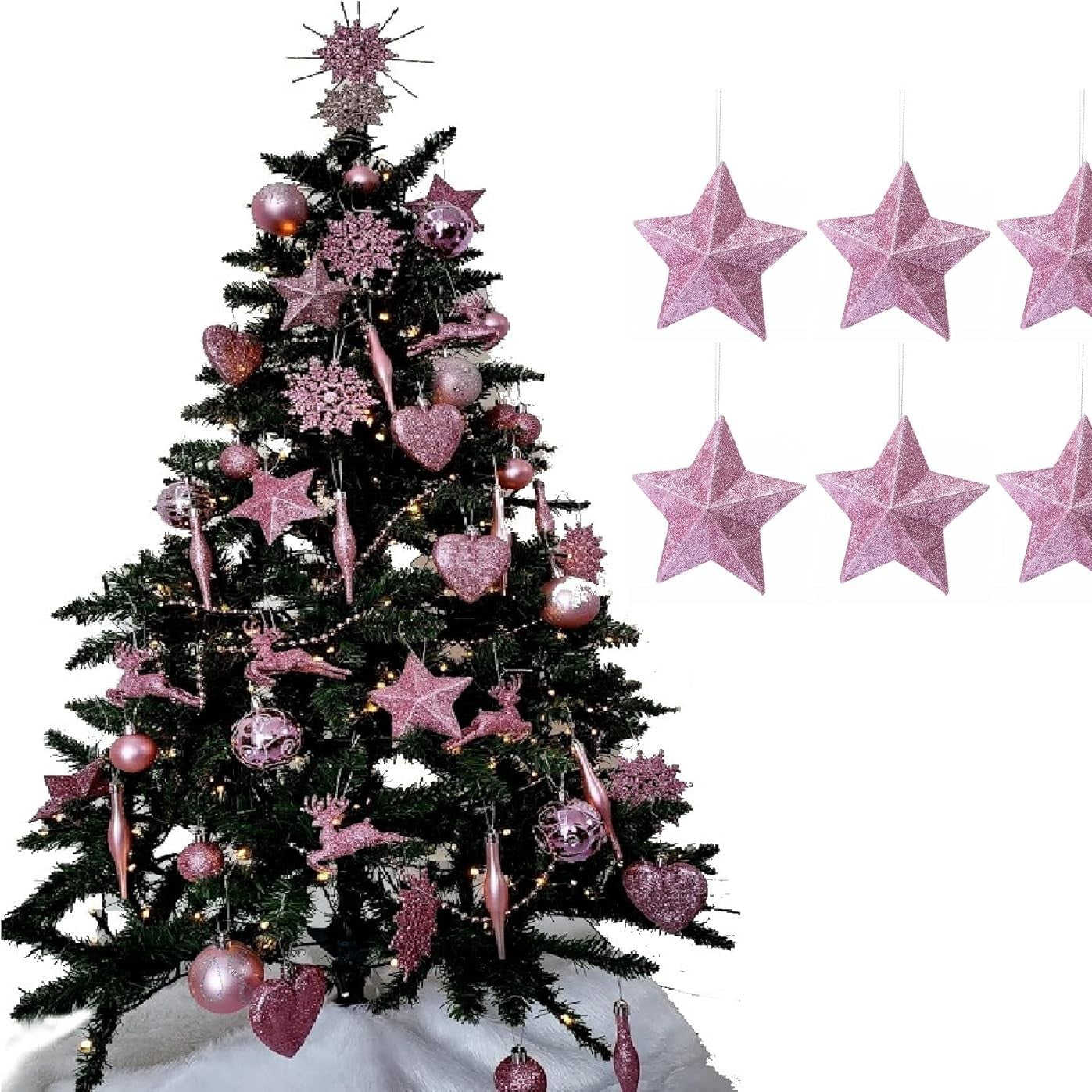 211337 - SIMPLY PRODUCTS Topa yjesh 3D, Dekorime për pemën e Krishtlindjeve, Madhësi 6-8 cm, Ngjyra Rozë