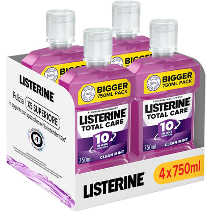 311657 - LISTERINE Shpëlarës goje Total Care Pure Mint 4 x 750 ml, Shpëlarës goje 10-në-1 për mbrojtje të plotë dhe dhëmbë më të fortë