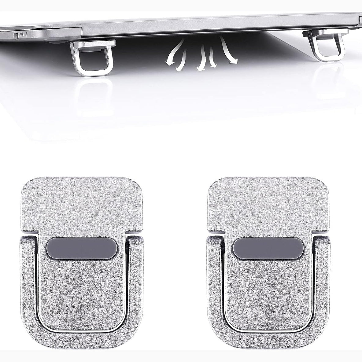 267323 - Mbajtëse për laptopë mini me 2 pjesë, Mbajtëse tastiere portative për tavolina, Mbajtëse laptopi e palosshme e padukshme, Mbajtëse laptopi vetëngjitëse, për të gjithë laptopët (argjend)