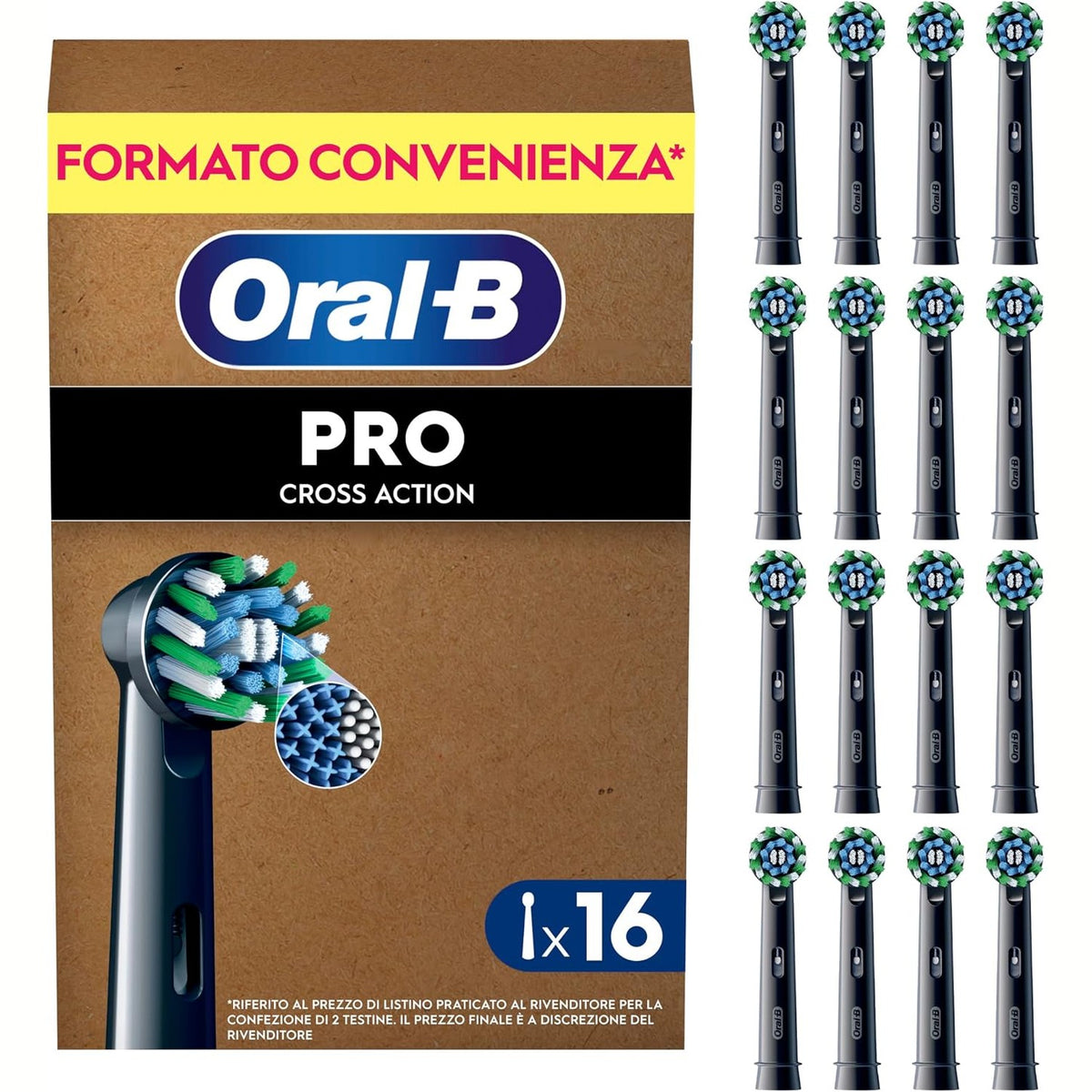 296731 - ORAL-B Koka Furçash Zëvendësuese PRO CrossAction, të Zeza, 16 copë