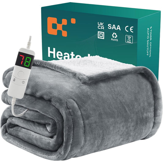 235039 - BOMOVA - Batanije me Ngrohje me Fikje Automatike, 130x180 cm, Gri, 10 Cilësime Ngrohjeje, Kohëmatës 5-orësh.