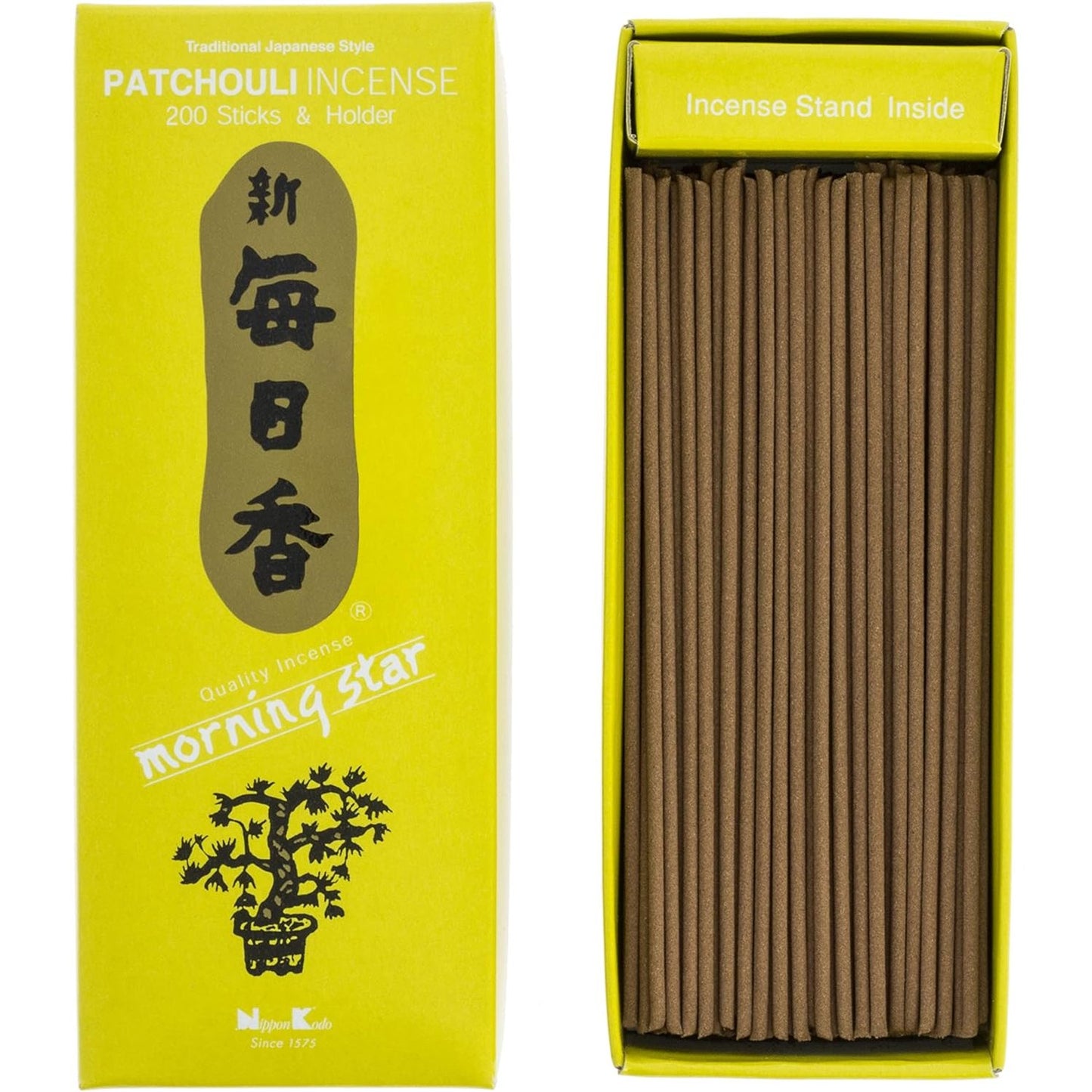 198511 - NIPPON KODO Morning Star Patchouli - Shkopinj Temjani në Stilin Japonez, Seti Përfshin 200 Shkopinj dhe Mbaresë Shkopinj