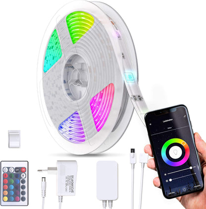 197768 - BKLIGHT Shirit LED Inteligjent 5m, WiFi, RGB, Errësim Drite, Ndryshim Ngjyre, Veshje Silikoni, Vetëngjitës, me Telekomandë