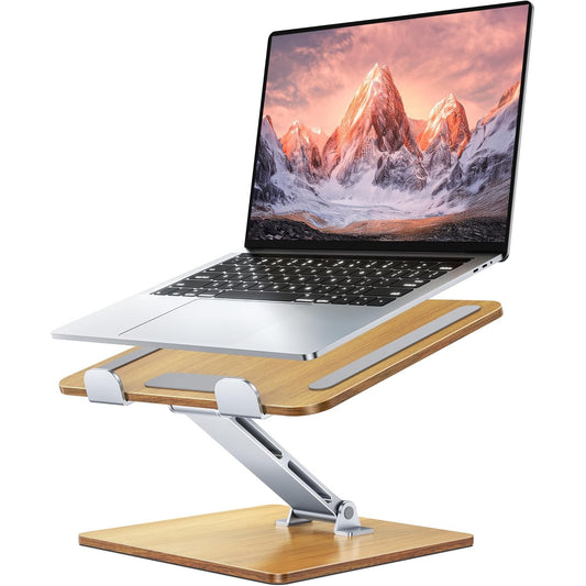 189844 - CIRYCASE Mbështetëse Laptopi prej Druri dhe Alumini, Ergonomike, e Palosshme, me Lartësi të Rregullueshme, për MacBook Pro, HP dhe Laptopë të Tjerë 10-16\