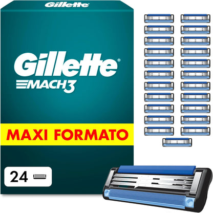 315742 - GILLETTE Mach3 Bazë 24 Tehe Mbushëse për Briskun Mach 3 për Mjekër, me Shirit Lubrifikues për Rrëshqitje të Butë