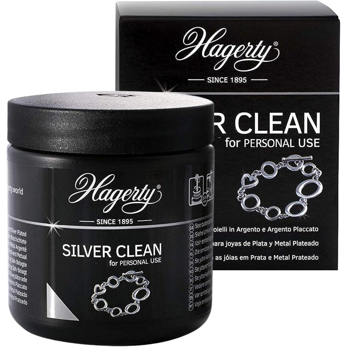 336713 - HAGERTY Silver Clean banjë pastrimi për argjend dhe Bizhuteri të veshura me argjend 170ML i Lëmues efektiv Bizhuterish i banjë pastrimi për t'i Rikthyer Shkëlqimin Bizhuterive prej argjendi i Shportë
