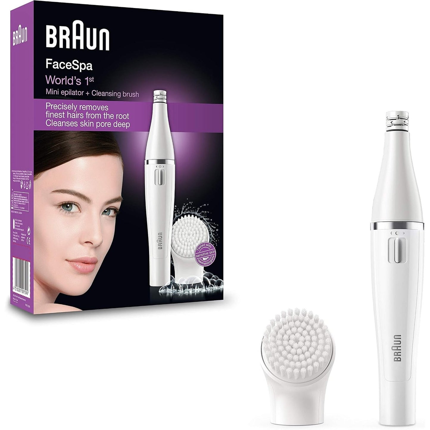275088 - BRAUN Depilues për fytyrën FaceSpa 810 me furçë pastruese, heq qimet dhe pastron në thellësi fytyrën, i papërshkueshëm nga uji, pajisje me koka të ndërrueshme, bateri shtesë