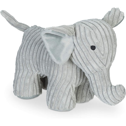 253253 - Relaxdays Tapë dere Elephant, prej pëlhure, e mbushur me rërë, lartësia e kafshëve: 22 cm, e butë, e rëndë, gri