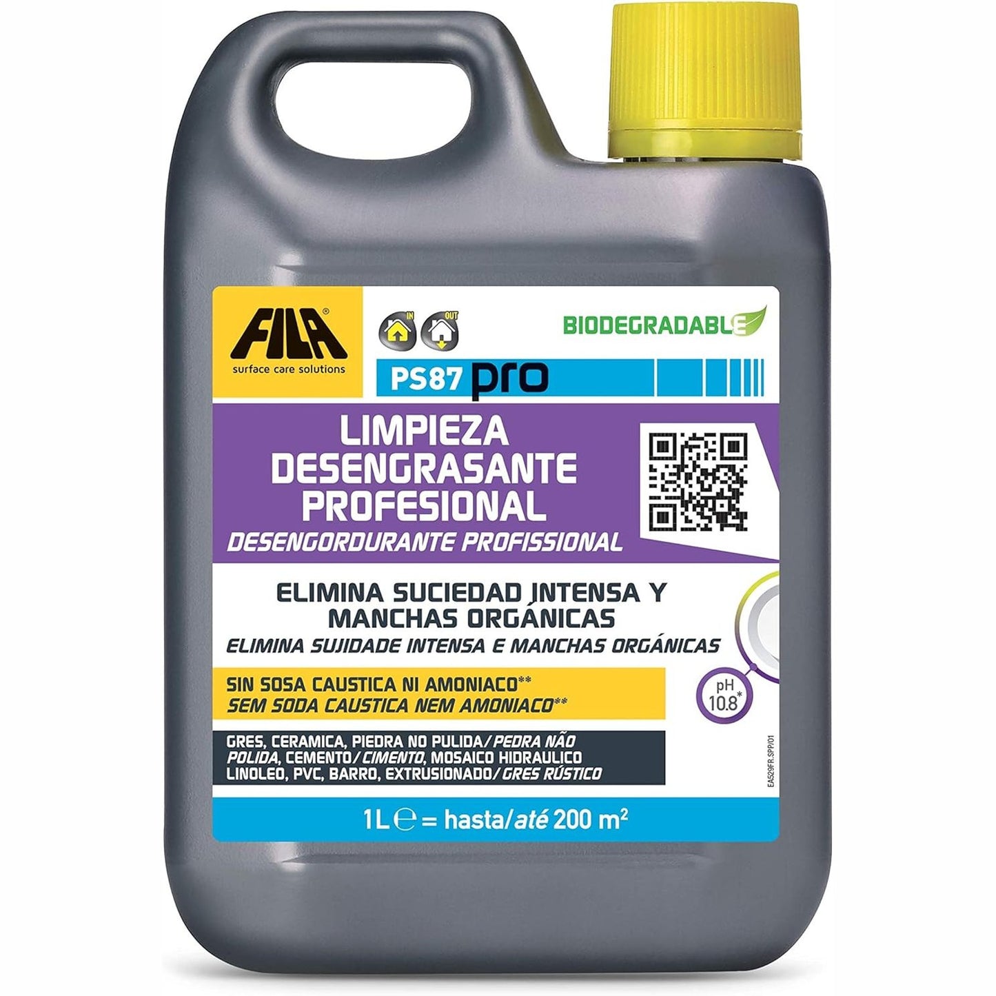 222262 - PS87 Pro Detergjent, Zhbërës dhe Heqës Yndyre për Pastrim Profesional të Dyshemeve, 1L, Heqës Njollash për Enë Guri, Çimento, Gurë dhe Aglomerate të Pa Lëmuara