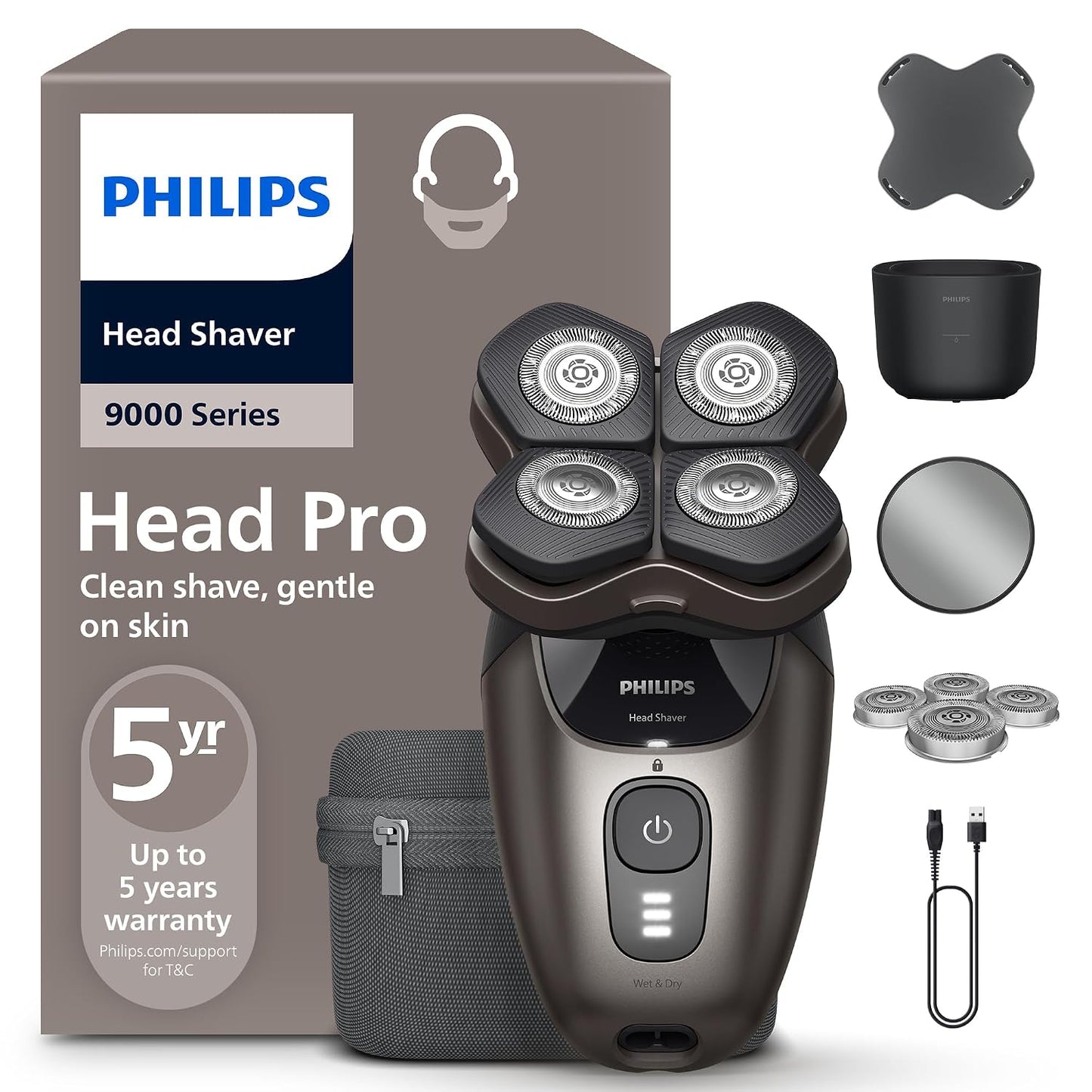 315259 - akinë rroje Head Shaver Pro Series 9000, elektrike, kokë rroje fleksibile 360 gradë, tehe ComfortCut, model HS9980/15
