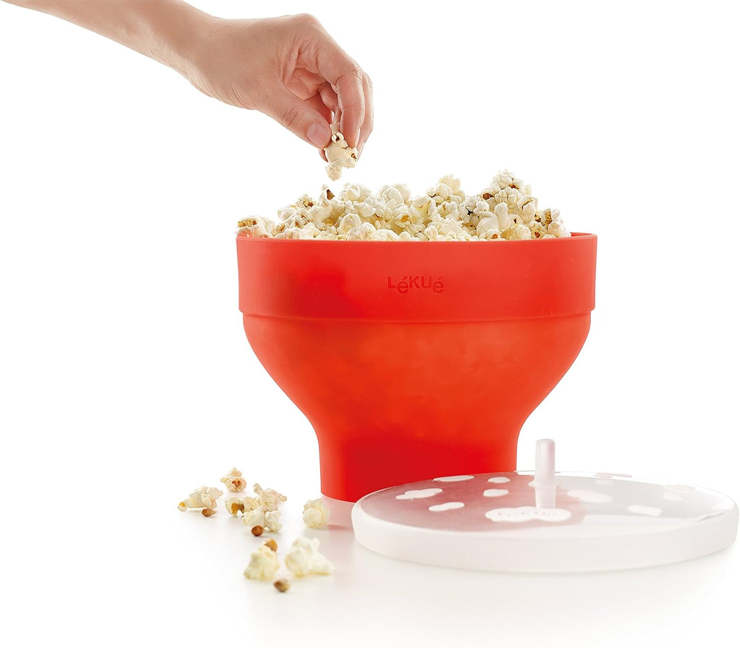 252052 - LÉKUÉ Enë/Tas i Palosshëm për Gatim Kokoshkash, Silikon Platini i Kuq, 2800 ml