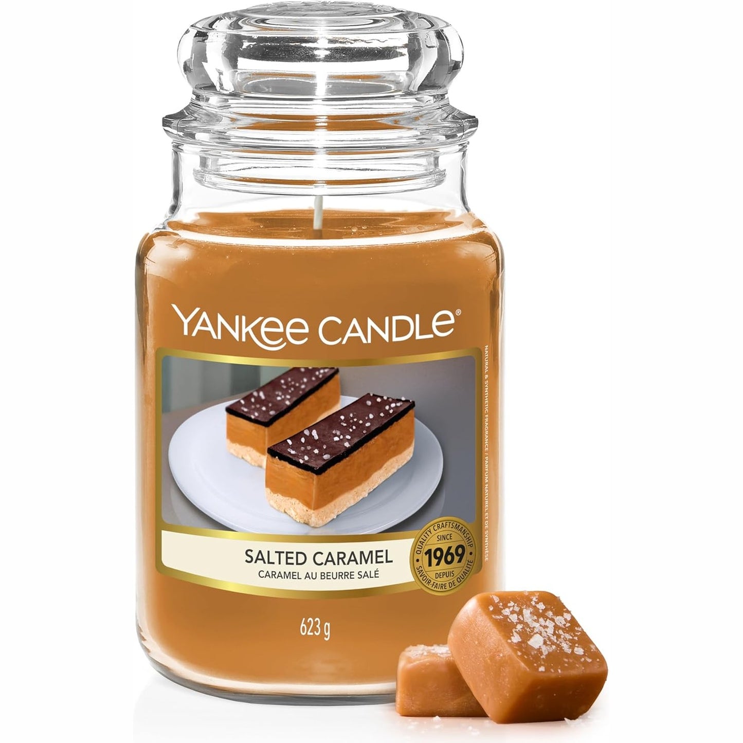 214194 - YANKEE CANDLE Qiri aromatik në gotë (i madh) | Karamel i kripur | Qiri me kohëzgjatje të gjatë djegieje deri në 150 orë