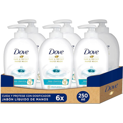 336640 - DOVE Sapun i lëngshëm për duar me përbërës antibakterialë dhe 5 përbërës hidratues, Pako me 6 x 250 ml
