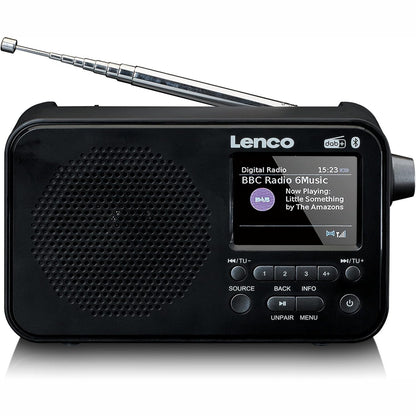 267824 - LENCO Radio Portative DAB+ PDR-036, Bluetooth 5.0, Radio FM PLL, 4 Butona të Paracaktuar, Ekran me Ngjyra 2.4”, Bateri e Integruar, Orë, Kohëmatës Gjumi, E Zezë